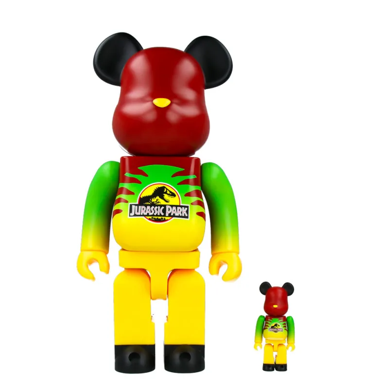 400% + 100% Bearbrick Jurassic Park (Green & Yellow)