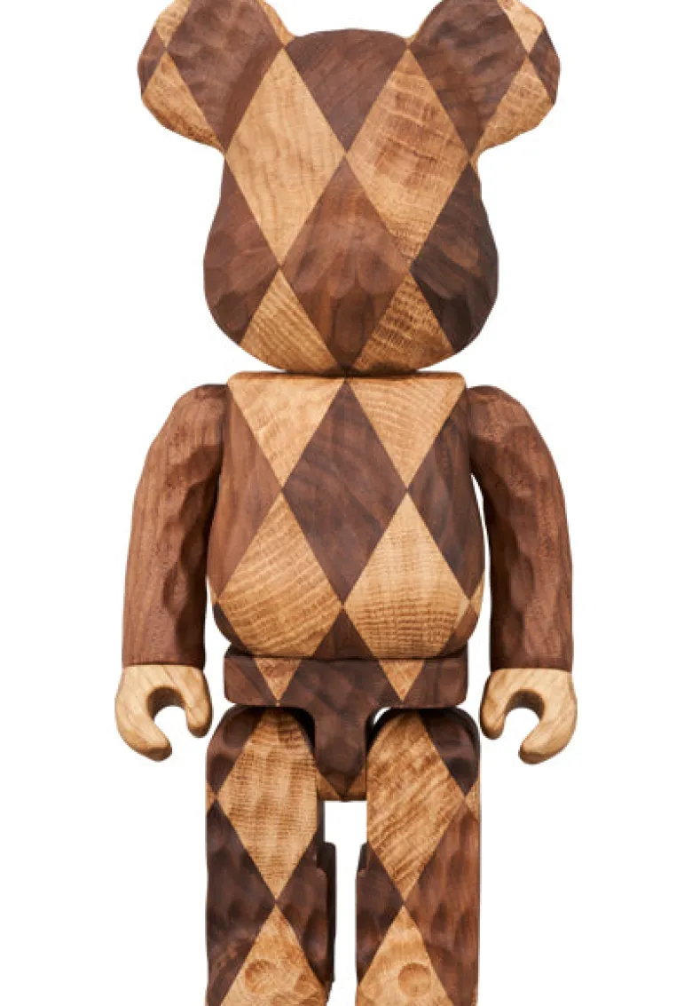400% Bearbrick Karimoku Fragment Design Carved Wooden Lattice Pattern