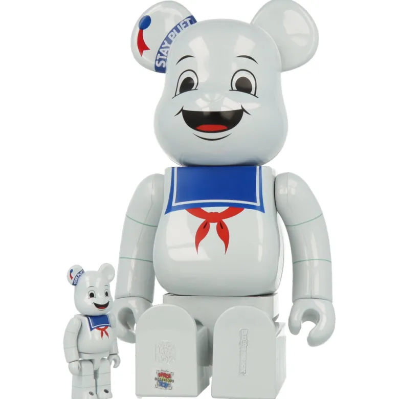 400% + 100% Bearbrick Stay Puft Marshmallow Man White Chrome (SOS Fantômes)
