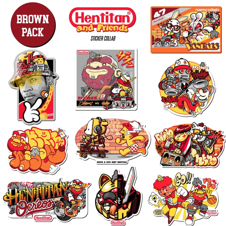 Hentitan and Friends - Brown Sticker Pack